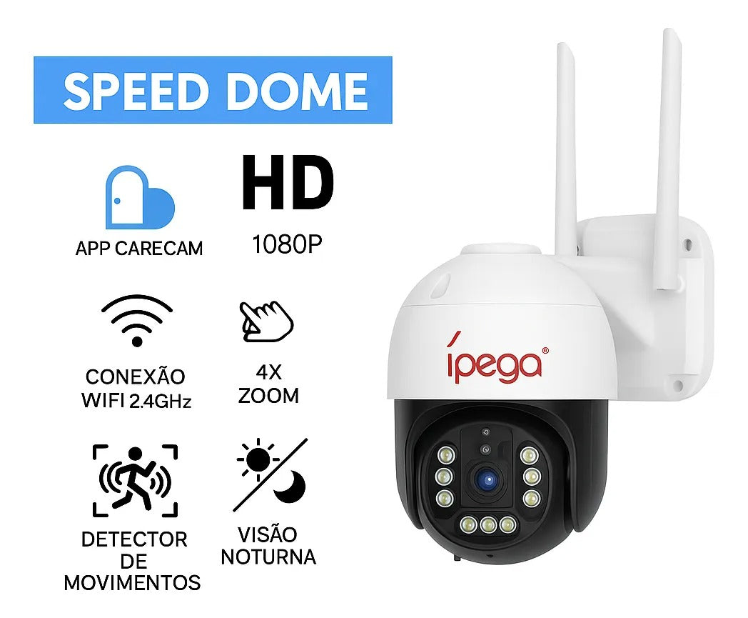 Cámara Exterior Ípega KP‑CA183 – Speed Dome 1080p PTZ Wi‑Fi